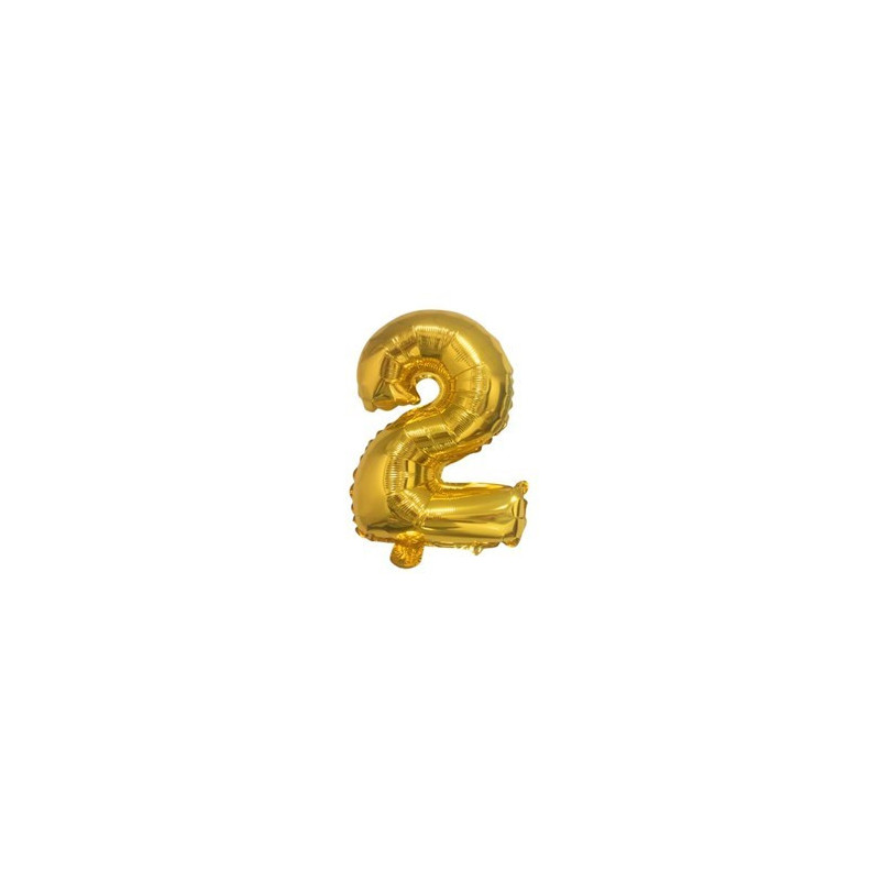 Balão Metalizado Dourado Número 2 – 40cm Balão Metalizado Dourado Número 2 – 40cm