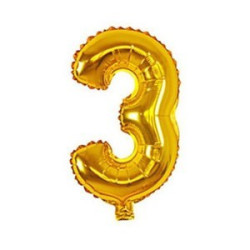 Balão Metalizado Dourado Número 3 – 40cm