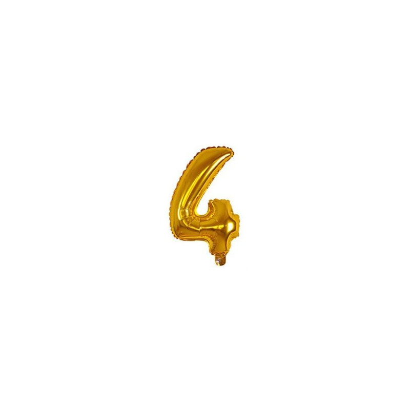 Balão Metalizado Dourado Número 4 – 40cm Balão Metalizado Dourado Número 4 – 40cm