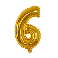 Balão Metalizado Dourado Número 6 – 40cm