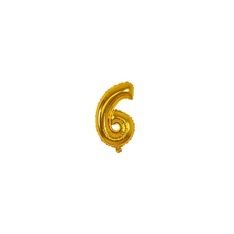 Balão Metalizado Dourado Número 6 – 40cm Balão Metalizado Dourado Número 6 – 40cm