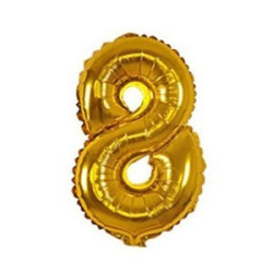 Balão Metalizado Dourado Número 8 – 40cm