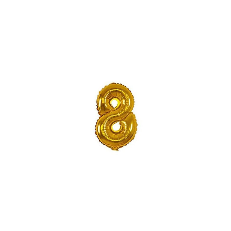 Balão Metalizado Dourado Número 8 – 40cm Balão Metalizado Dourado Número 8 – 40cm