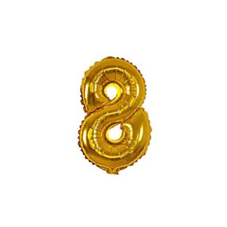 Balão Metalizado Dourado Número 8 – 40cm