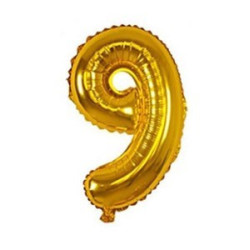 Balão Metalizado Dourado Número 9 – 40cm