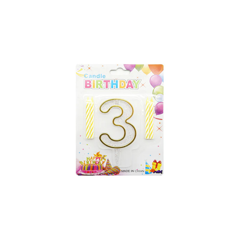 Vela de Aniversário – Número 3 Vela de Aniversário – Número 3