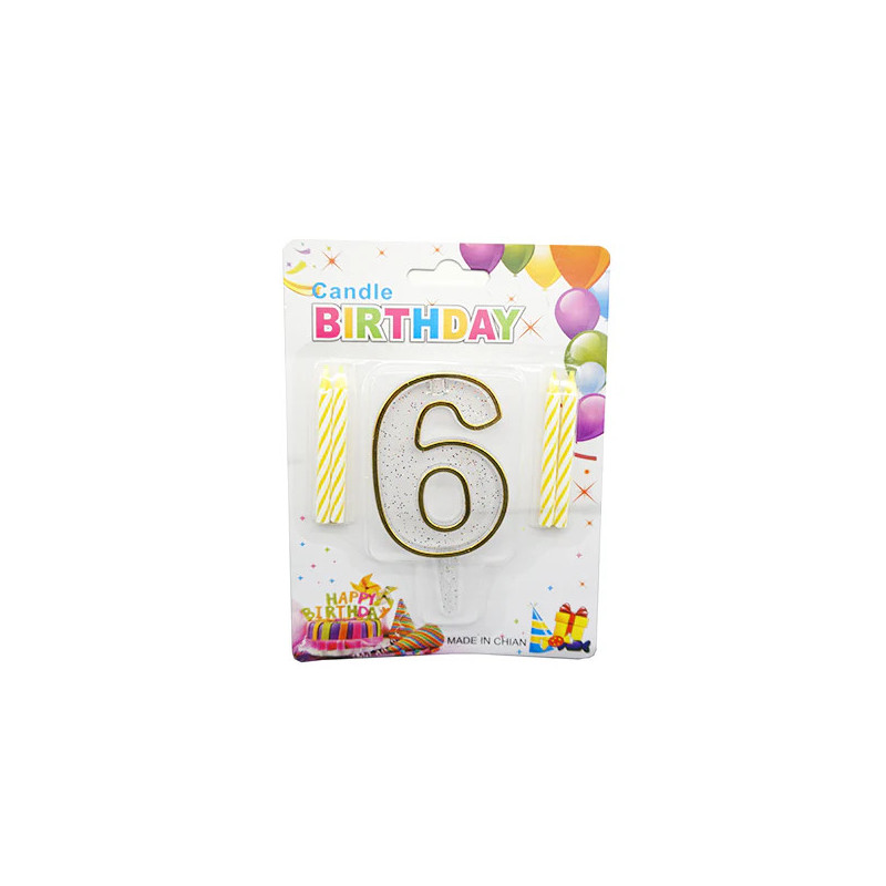 Vela de Aniversário – Número 6 Vela de Aniversário – Número 6