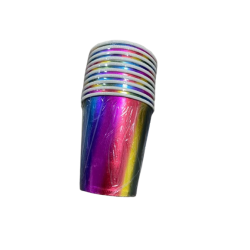Copo Descartável Colorido Metalizado (8 Unidades)