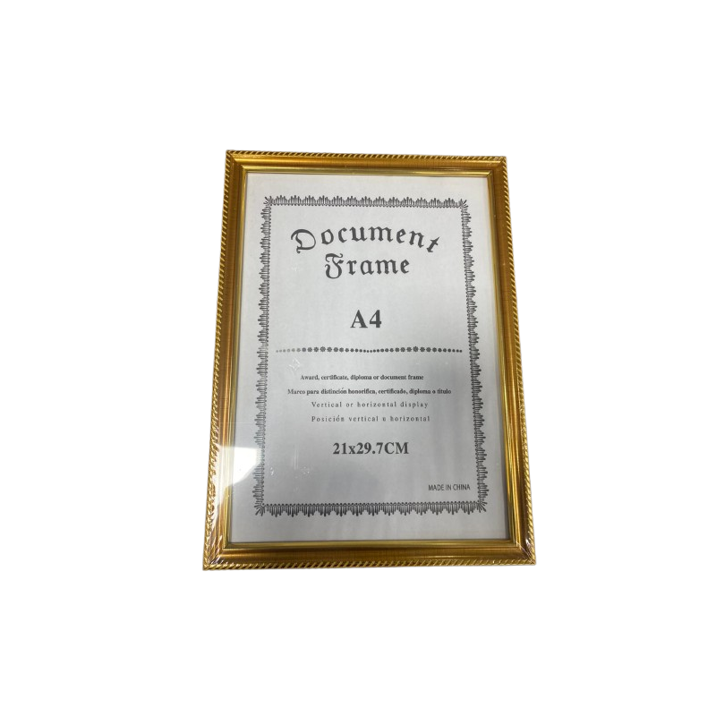 Quadro para Documentos A4 - Moldura Dourada Elegante  Descrição do Produto: Quadro para Documentos A4 - Moldura Dourada Elegante  Descrição do Produto: