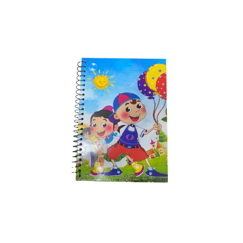Caderno Infantil com Espiral - Capa Ilustrada com Crianças e Balões Coloridos Caderno Infantil com Espiral - Capa Ilustrada com Crianças e Balões Coloridos