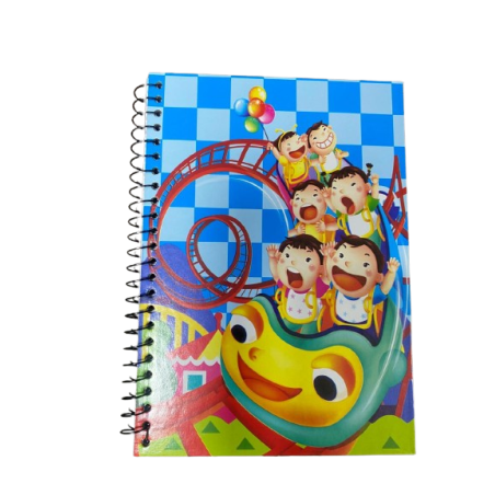 Caderno Infantil com Espiral - Capa Ilustrada com Montanha-Russa e Crianças Felizes