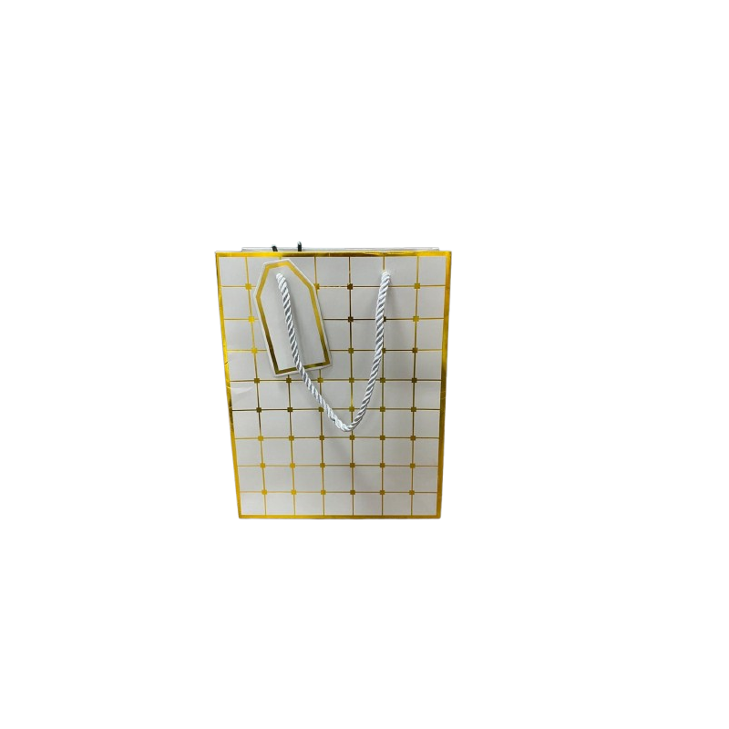 Sacola de Presente Elegante com Detalhes Dourados e Etiqueta Sacola de Presente Elegante com Detalhes Dourados e Etiqueta