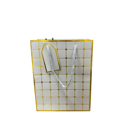 Sacola de Presente Elegante com Detalhes Dourados e Etiqueta