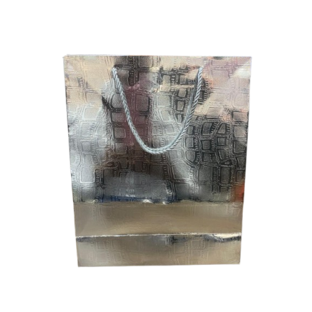 Sacola de Presente Prata com Padrão Texturizado